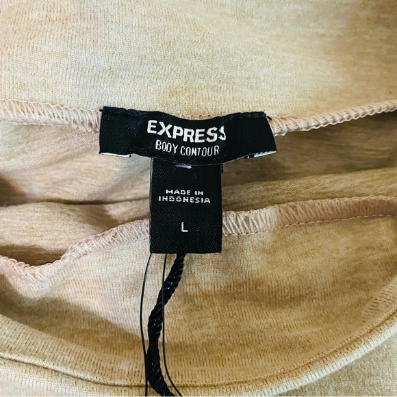 Express New Size L Tan Body Contour Compresssion Cozy Mock Neck Cutout Bodysuit‎ - Picture 9 of 11